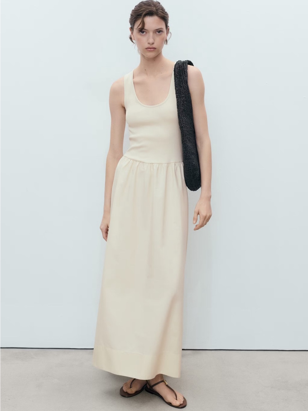 Mango Cream Cotton Flared Tank Dress Size 4/Small